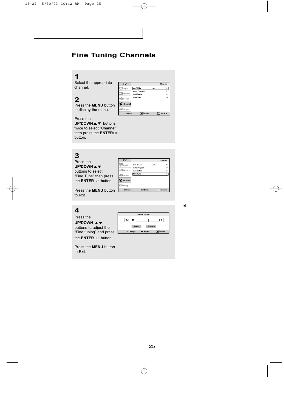 Fine tuning channels | Samsung LTN1535X-XAC User Manual | Page 31 / 49