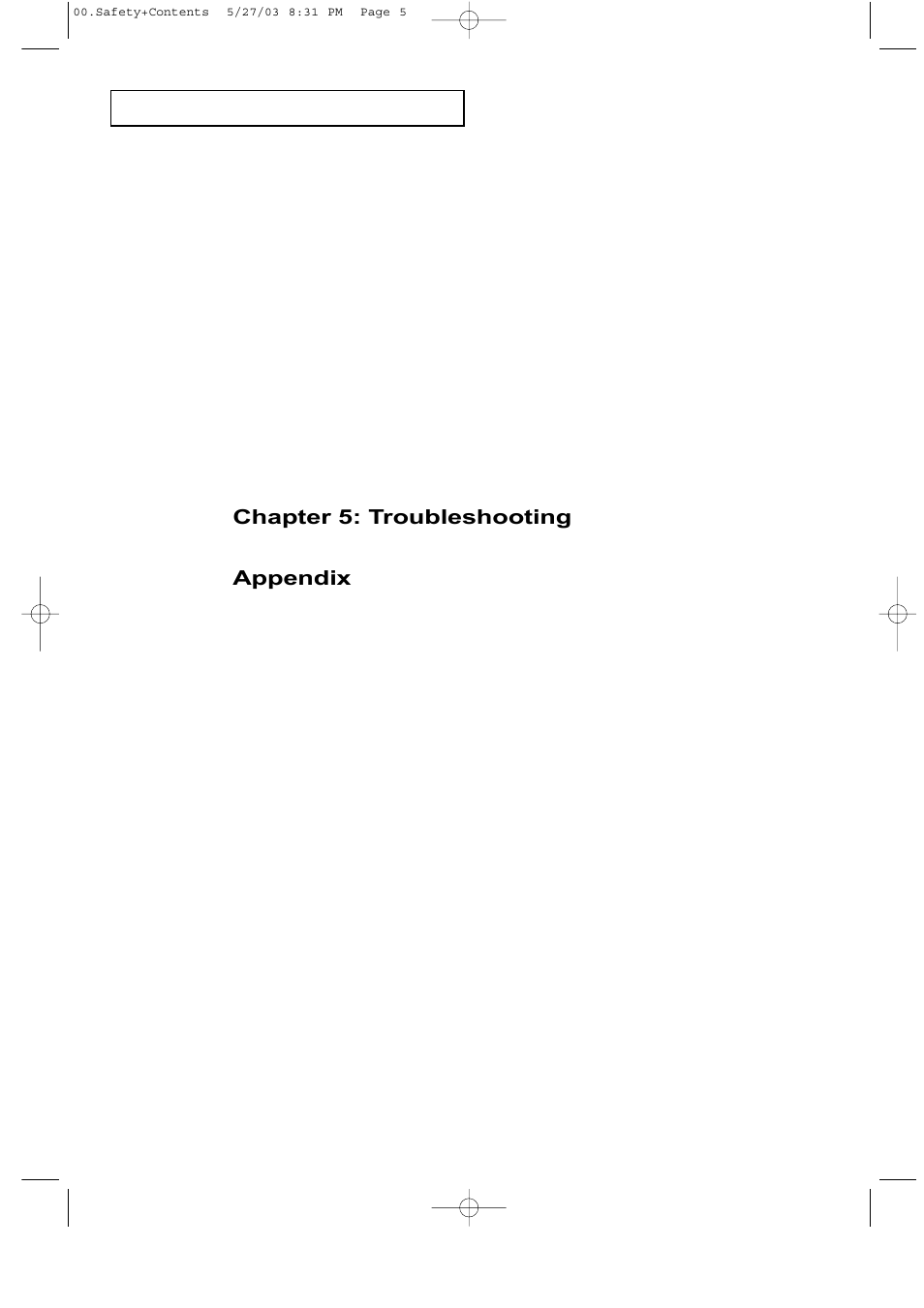 Chapter 5: troubleshooting, Appendix | Samsung LTN1535X-XAC User Manual | Page 6 / 49