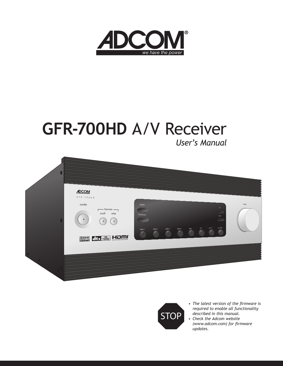 Adcom GFR-700HD User Manual | 68 pages