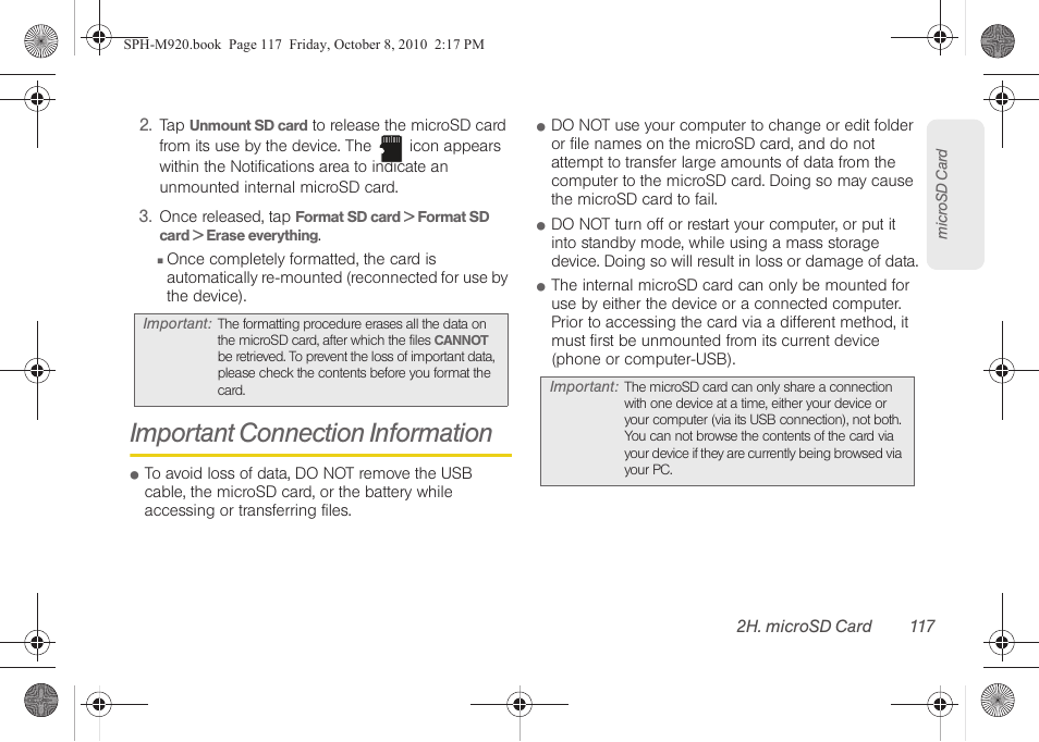 Important connection information | Samsung SPH-M920ZKASPR User Manual | Page 131 / 238