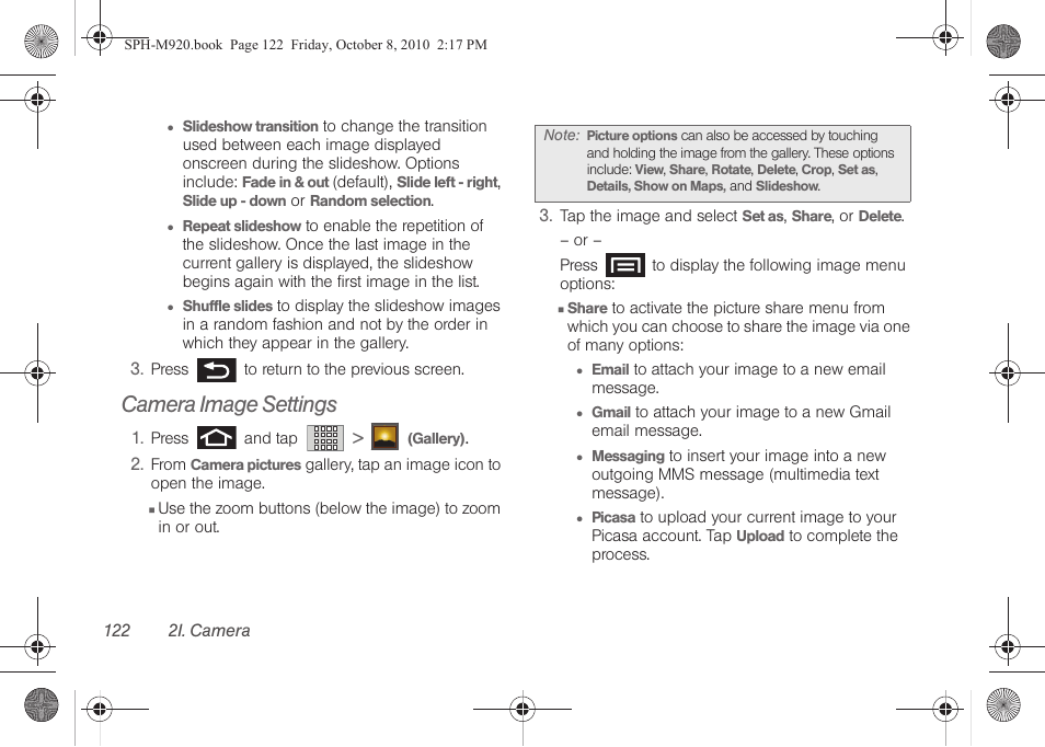 Camera image settings | Samsung SPH-M920ZKASPR User Manual | Page 136 / 238