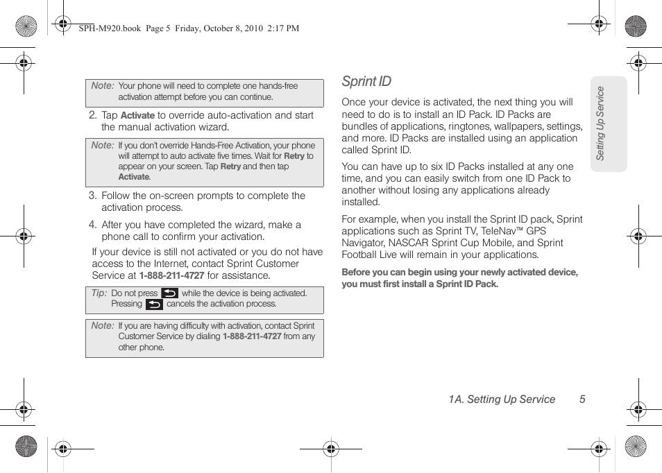 Sprint id | Samsung SPH-M920ZKASPR User Manual | Page 19 / 238