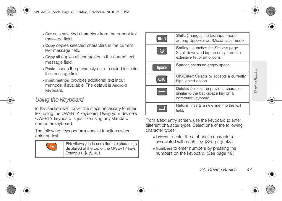 Using the keyboard | Samsung SPH-M920ZKASPR User Manual | Page 61 / 238