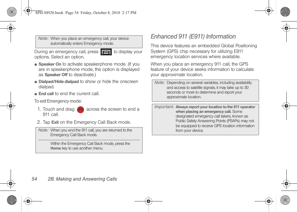 Enhanced 911 (e911) information | Samsung SPH-M920ZKASPR User Manual | Page 68 / 238