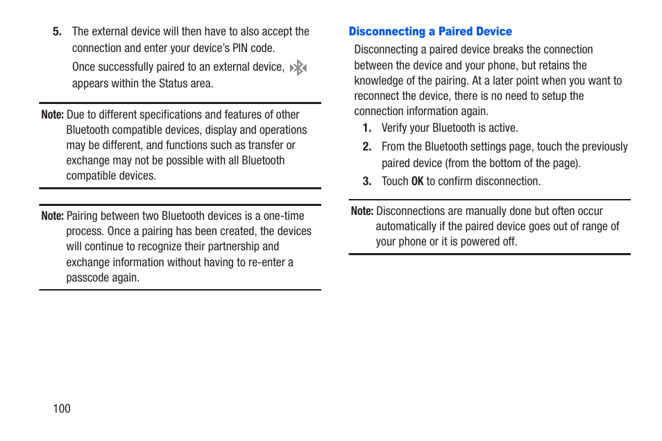 Disconnecting a paired device | Samsung SCH-R960ZKAUSC User Manual | Page 107 / 228