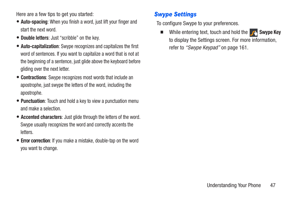 Swype settings | Samsung SCH-R960ZKAUSC User Manual | Page 54 / 228