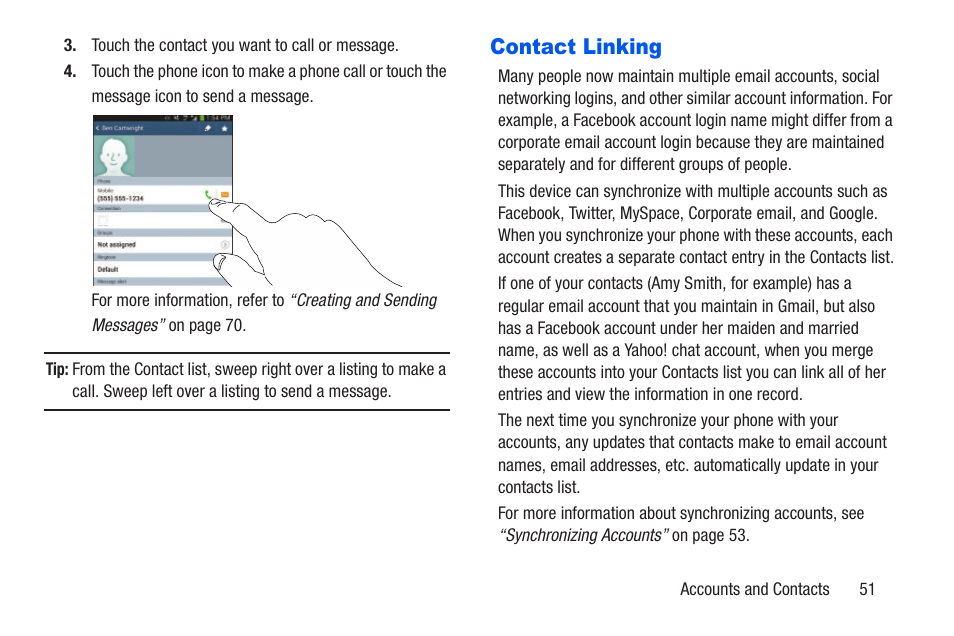 Contact linking | Samsung SCH-R960ZKAUSC User Manual | Page 58 / 228