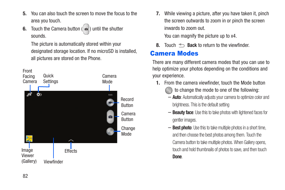 Camera modes | Samsung SCH-R960ZKAUSC User Manual | Page 89 / 228
