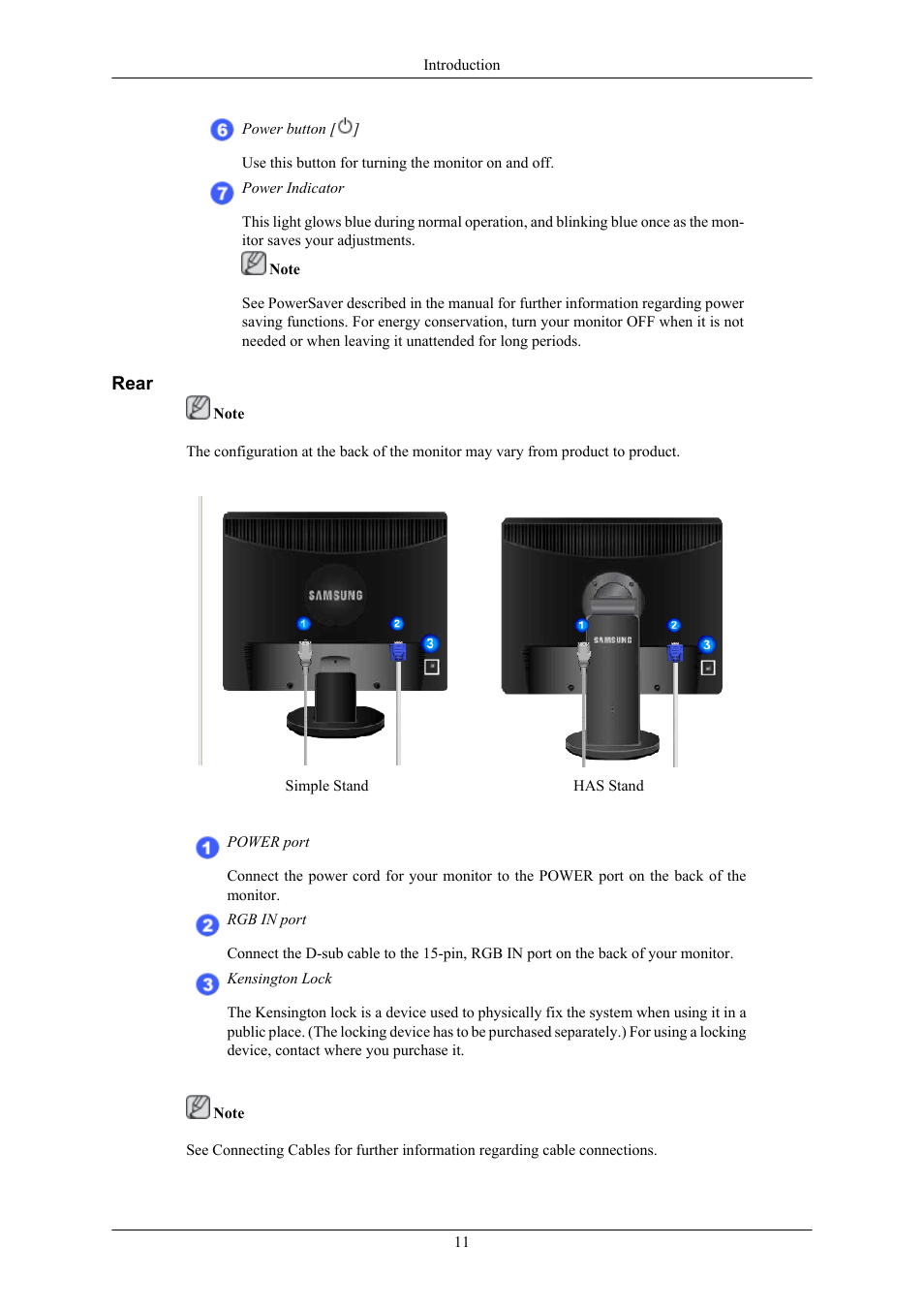 Rear | Samsung LS17MYAKF-DZS User Manual | Page 12 / 74