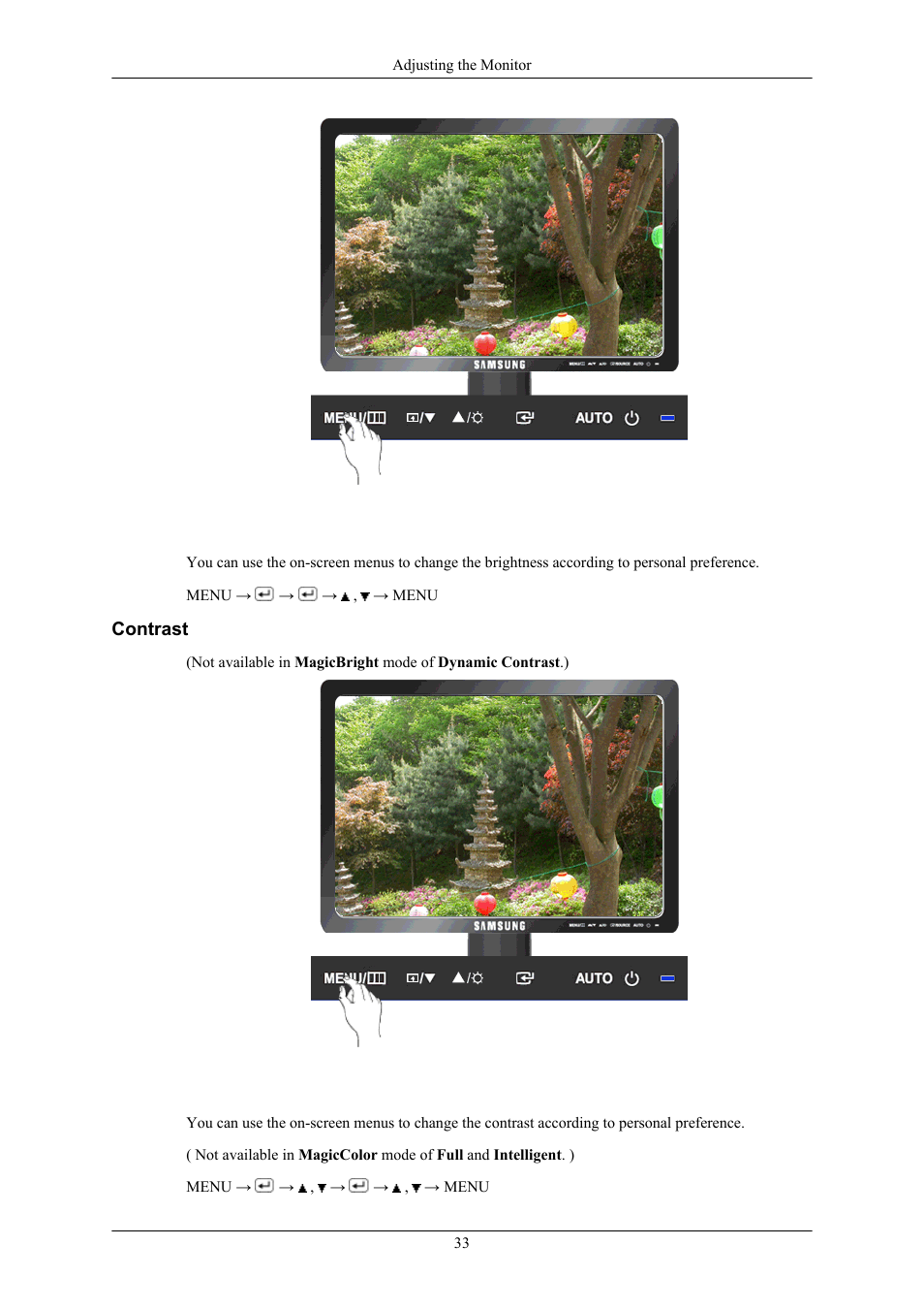 Contrast | Samsung LS17MYAKF-DZS User Manual | Page 34 / 74