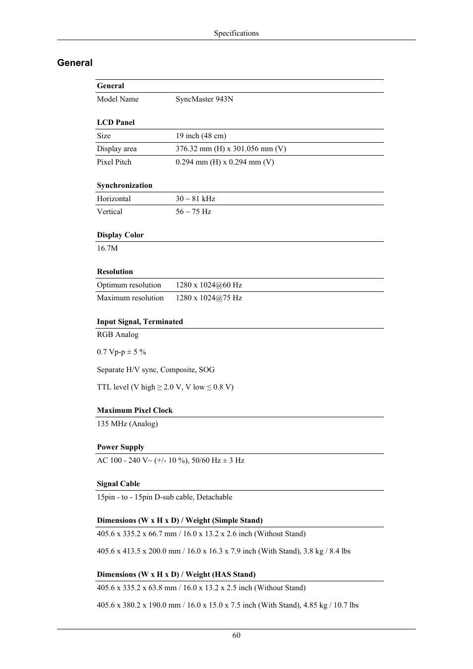 General | Samsung LS17MYAKF-DZS User Manual | Page 61 / 74