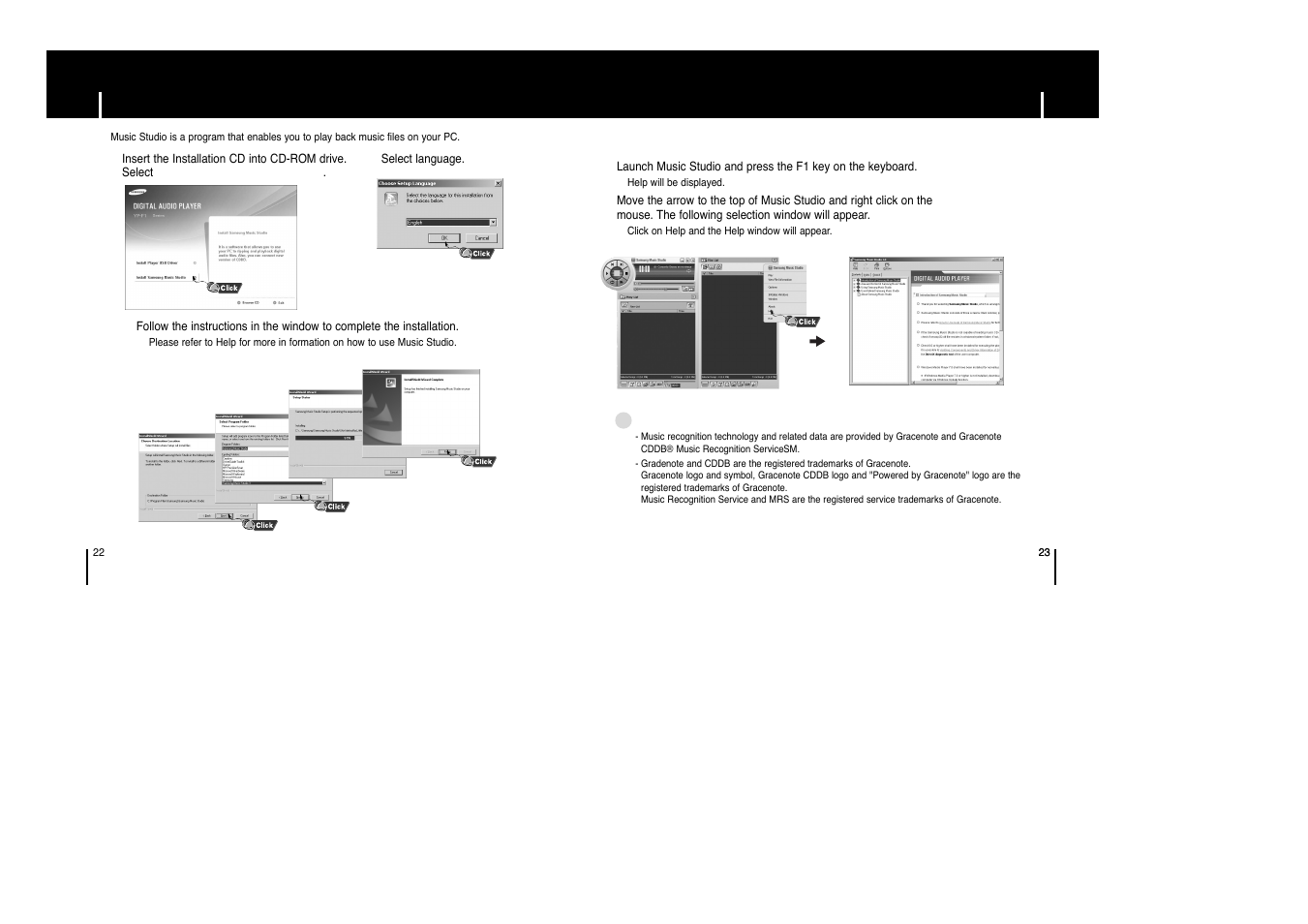 Installing music studio | Samsung YP-F1XB-XAP User Manual | Page 12 / 27