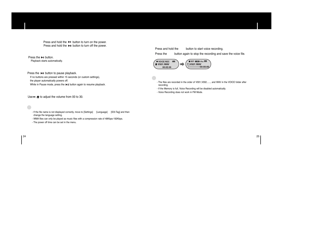 Basic usage, Playing music, Recording voice | Recording voice playing music | Samsung YP-F1XB-XAP User Manual | Page 13 / 27