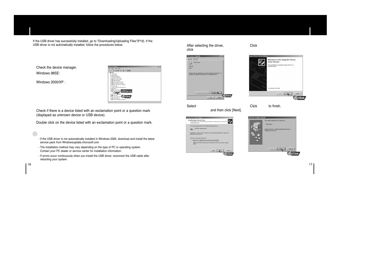 Manual installation of the usb driver | Samsung YP-F1XB-XAP User Manual | Page 9 / 27
