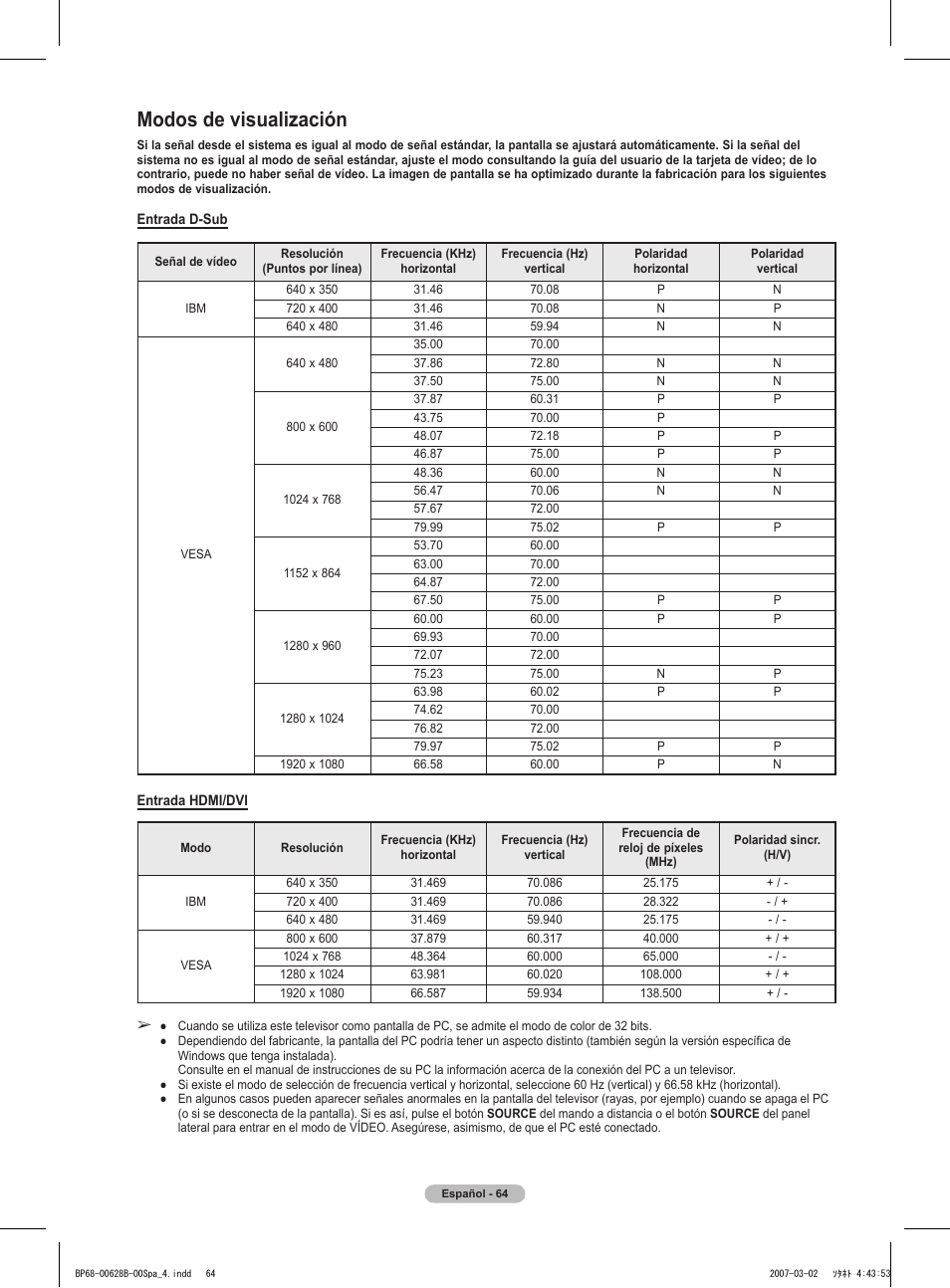 Modos de visualización | Samsung HLT6189SAX-XAA User Manual | Page 246 / 271