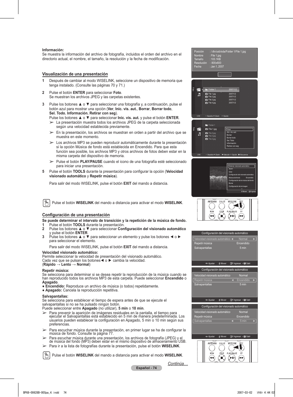 Continúa… configuración de una presentación, Visualización de una presentación | Samsung HLT6189SAX-XAA User Manual | Page 256 / 271