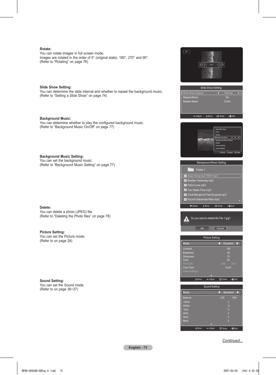 Continued | Samsung HLT6189SAX-XAA User Manual | Page 73 / 271