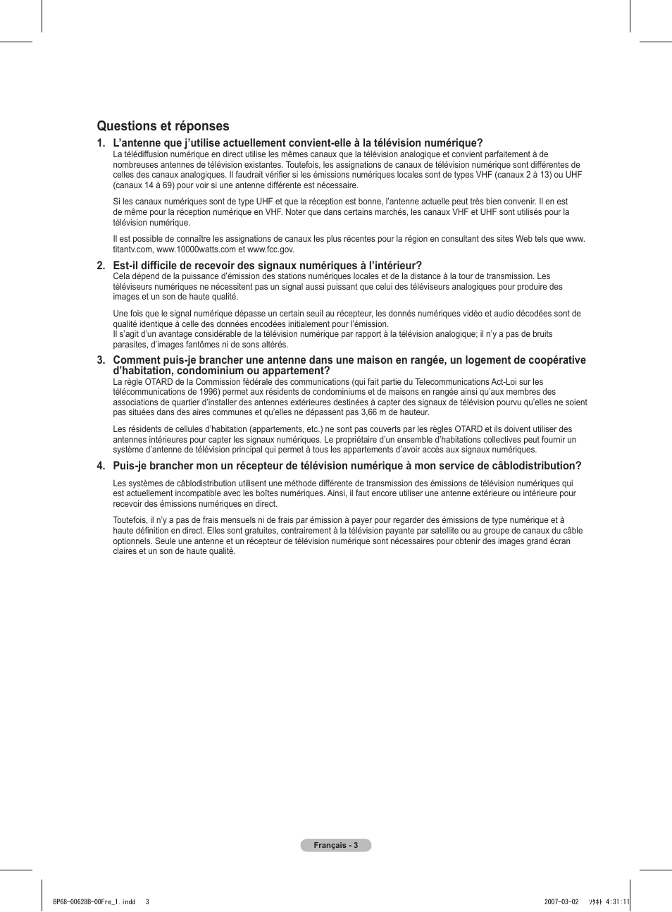 Questions et réponses | Samsung HLT6189SAX-XAA User Manual | Page 97 / 271