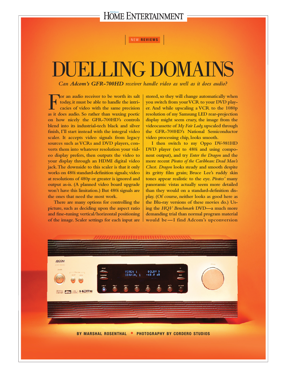 Adcom GFR GFR-700HD User Manual | 2 pages