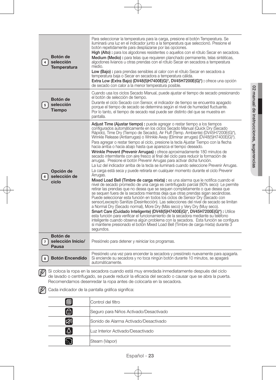 Samsung DV48H7400GW-A2 User Manual | Page 103 / 120