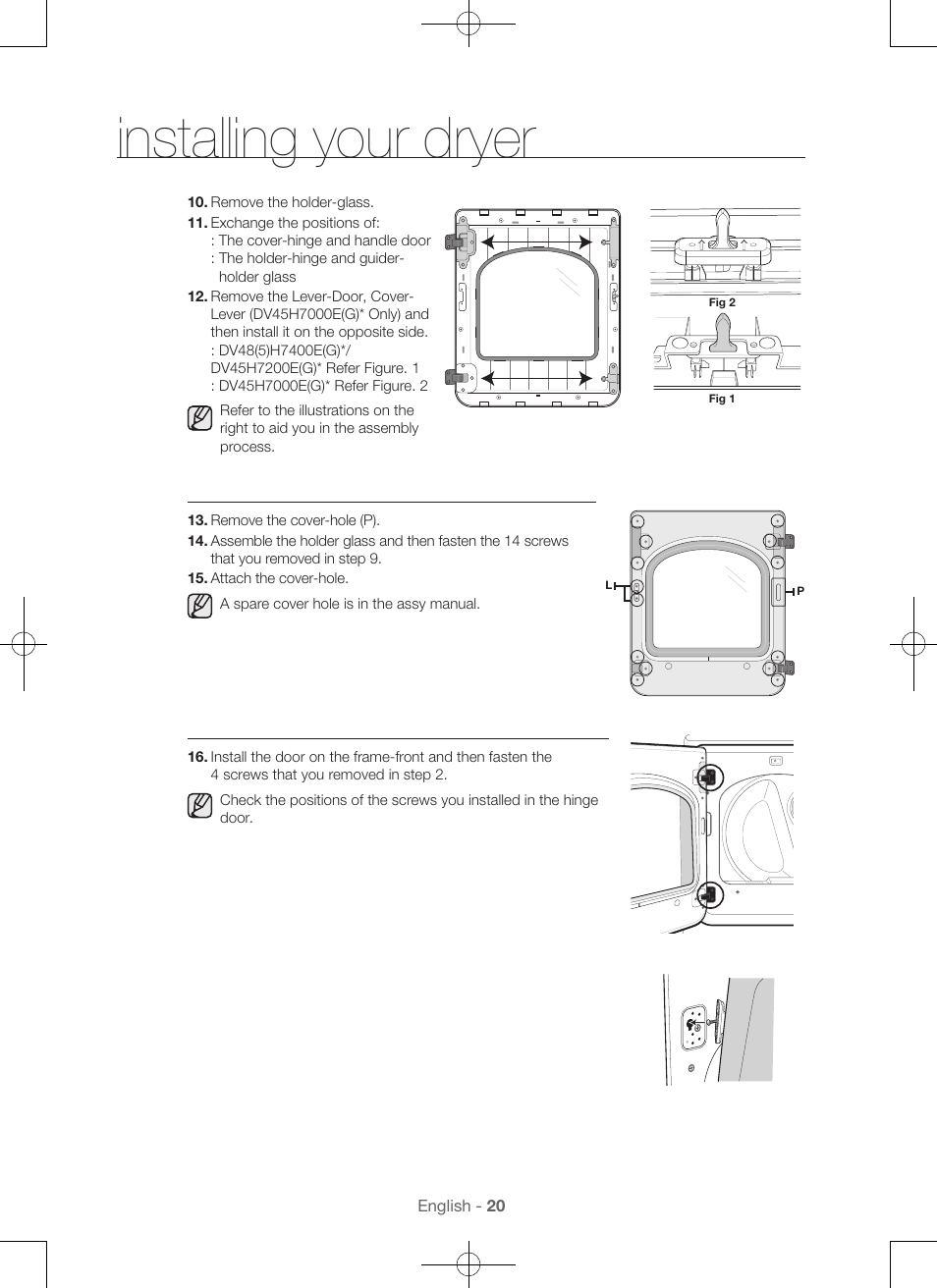 Installing your dryer | Samsung DV48H7400GW-A2 User Manual | Page 20 / 120