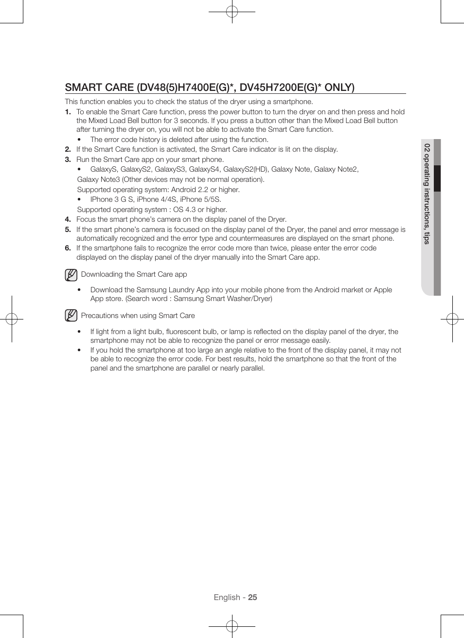 Samsung DV48H7400GW-A2 User Manual | Page 25 / 120