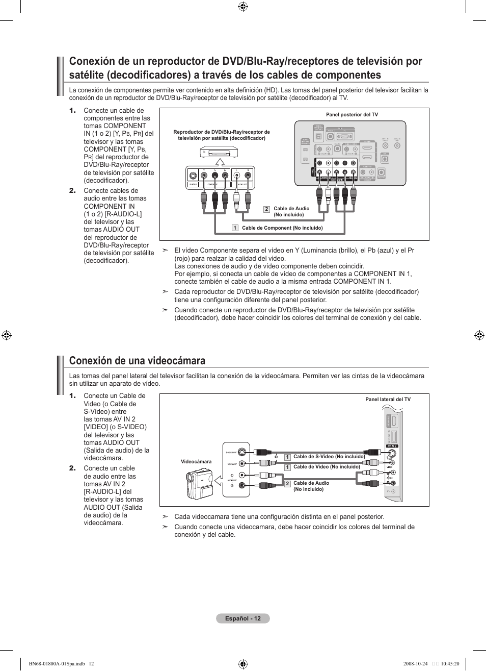 Conexión de una videocámara | Samsung LN32A620A1FXZA User Manual | Page 150 / 263