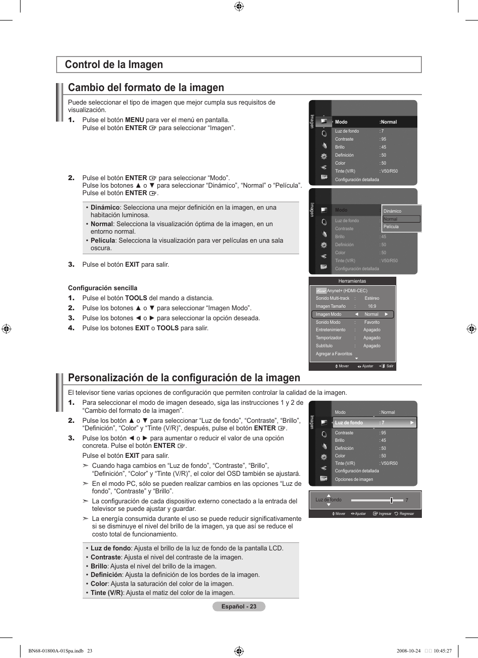 Personalización de la configuración de la imagen | Samsung LN32A620A1FXZA User Manual | Page 161 / 263