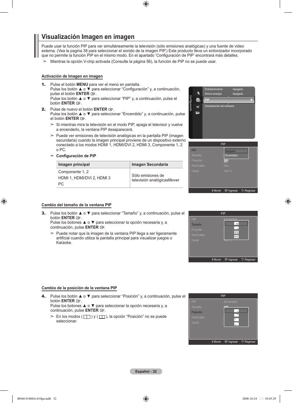Visualización imagen en imagen | Samsung LN32A620A1FXZA User Manual | Page 170 / 263