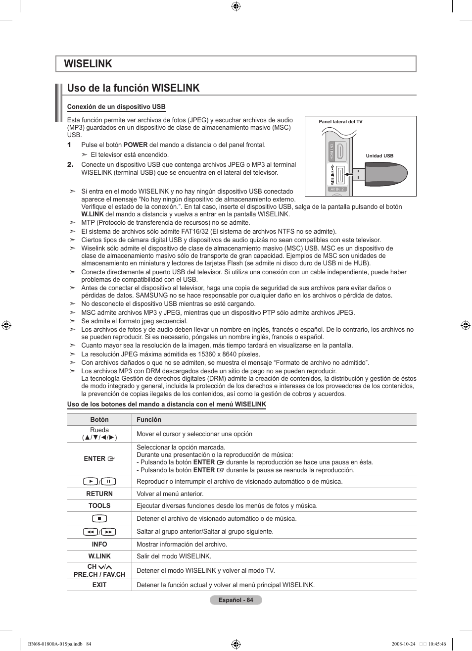 Wiselink uso de la función wiselink | Samsung LN32A620A1FXZA User Manual | Page 222 / 263