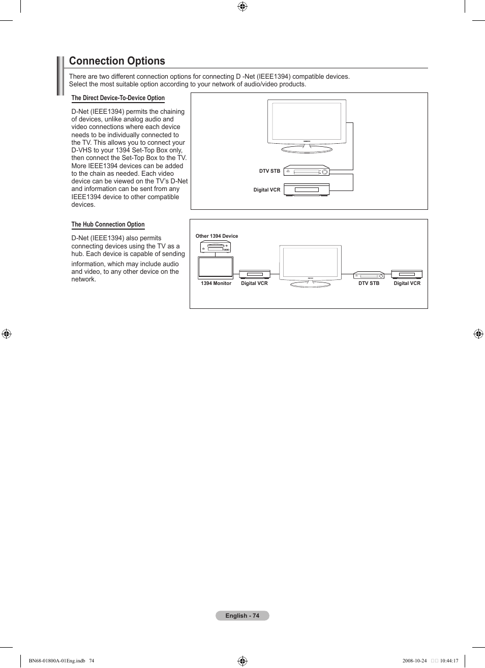 Connection options | Samsung LN32A620A1FXZA User Manual | Page 76 / 263