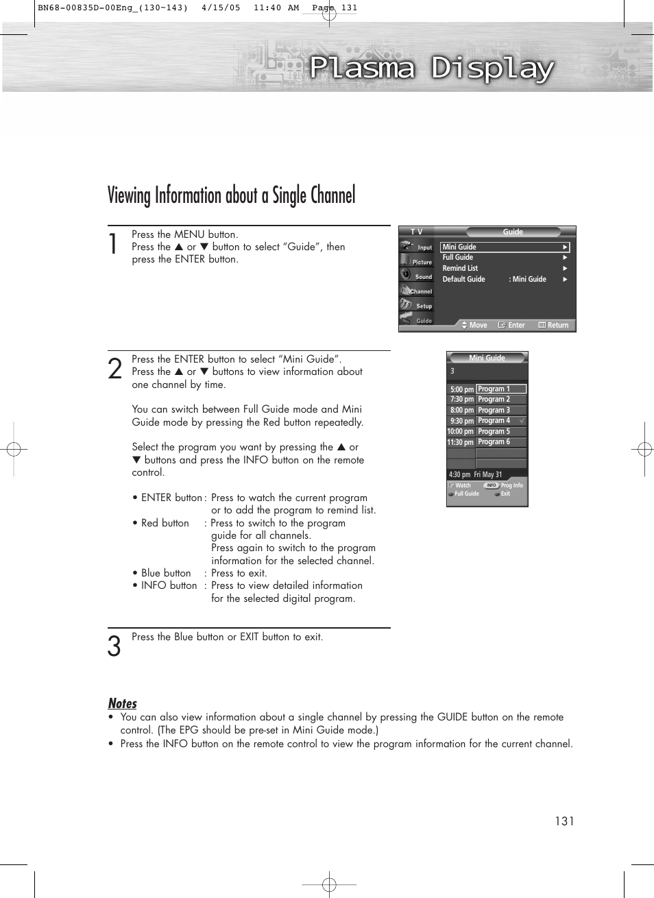 Viewing information about a single channel | Samsung SPR4212X-XAC User Manual | Page 131 / 144