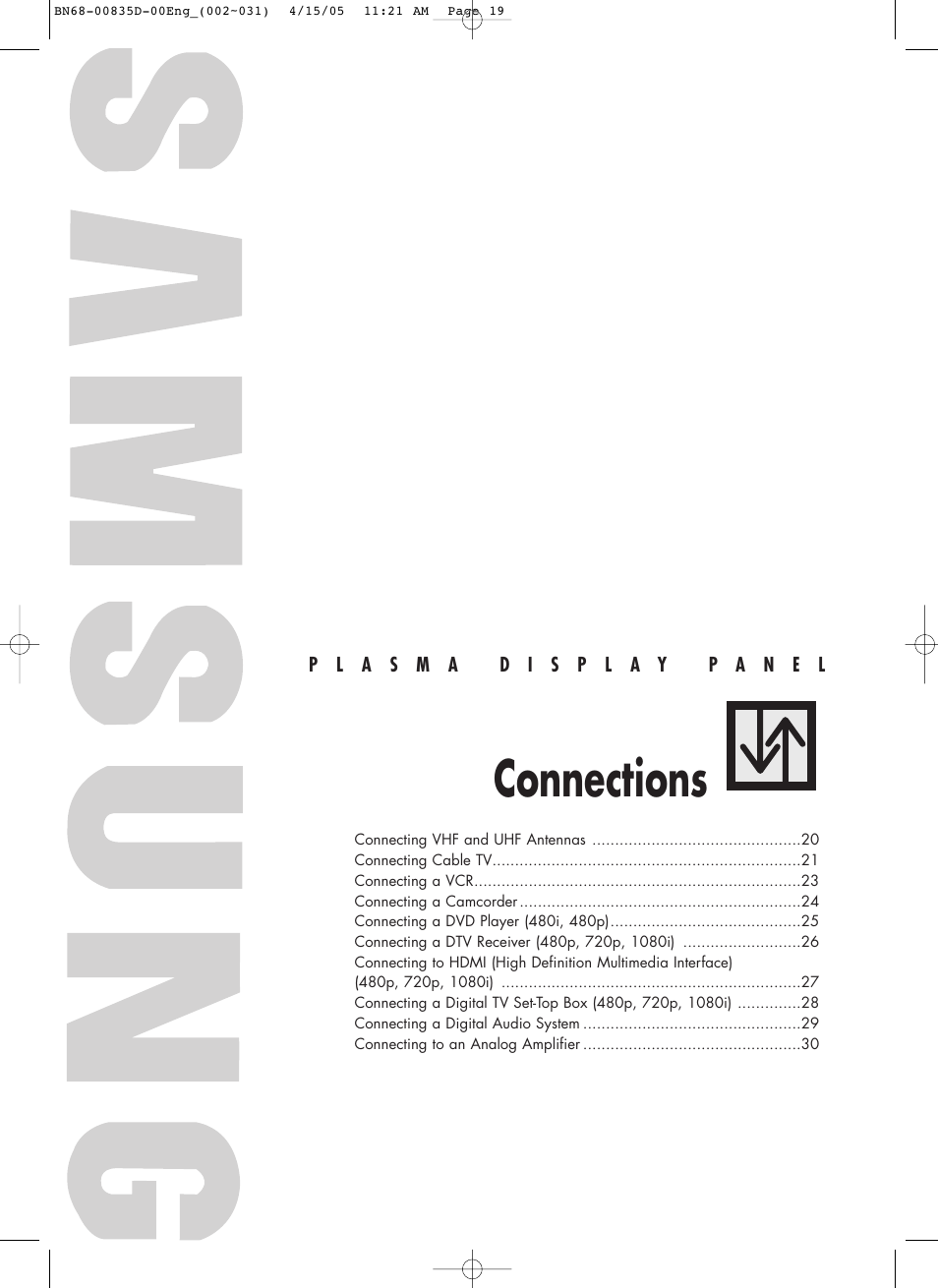 Connections | Samsung SPR4212X-XAC User Manual | Page 19 / 144