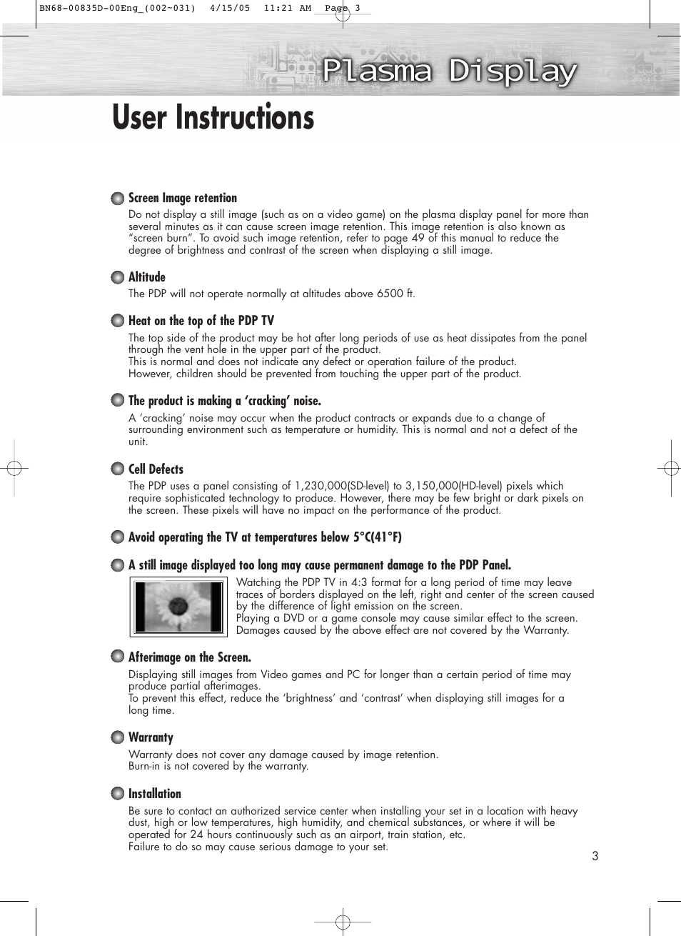 User instructions | Samsung SPR4212X-XAC User Manual | Page 3 / 144