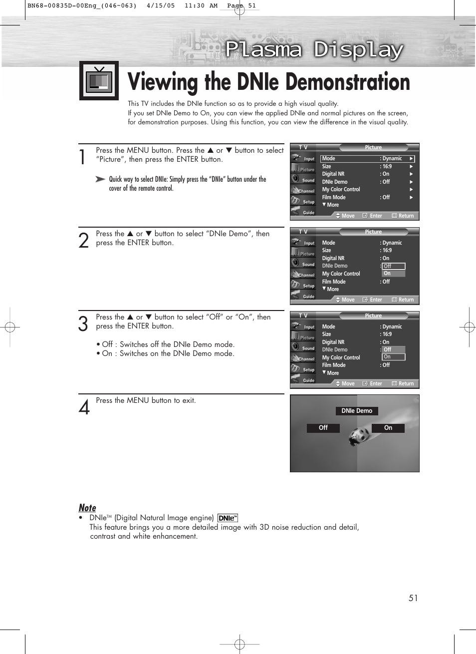 Viewing the dnie demonstration | Samsung SPR4212X-XAC User Manual | Page 51 / 144