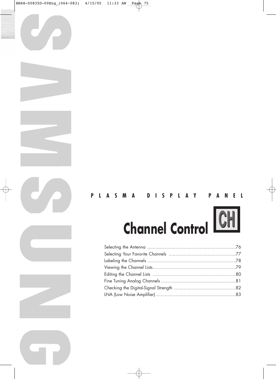 Channel control | Samsung SPR4212X-XAC User Manual | Page 75 / 144