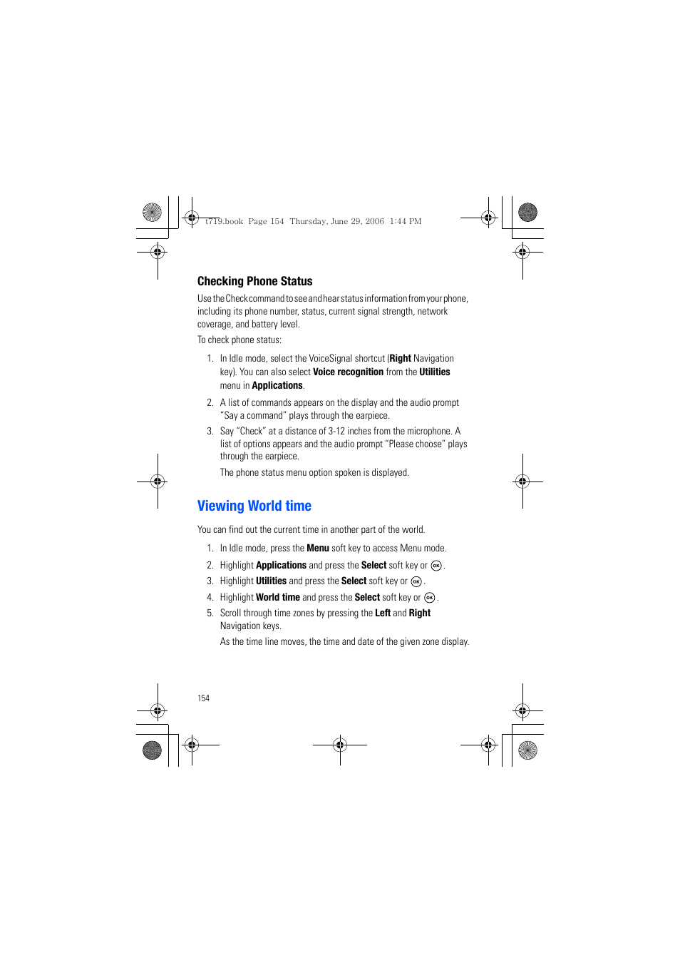 Viewing world time | Samsung SGH-T719DSBTMB User Manual | Page 154 / 216