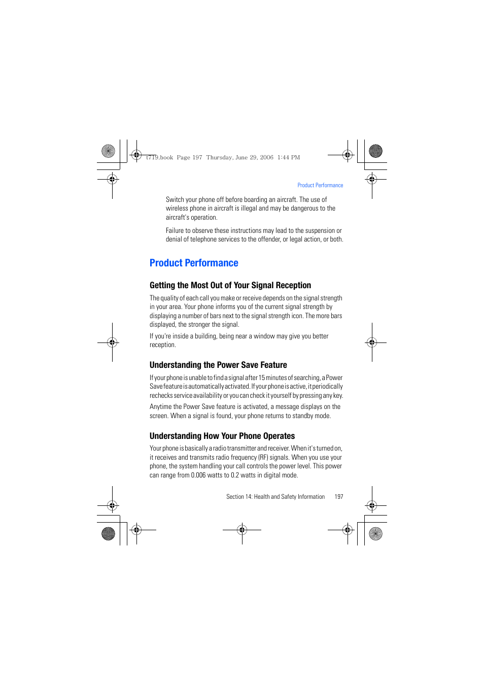 Product performance | Samsung SGH-T719DSBTMB User Manual | Page 197 / 216