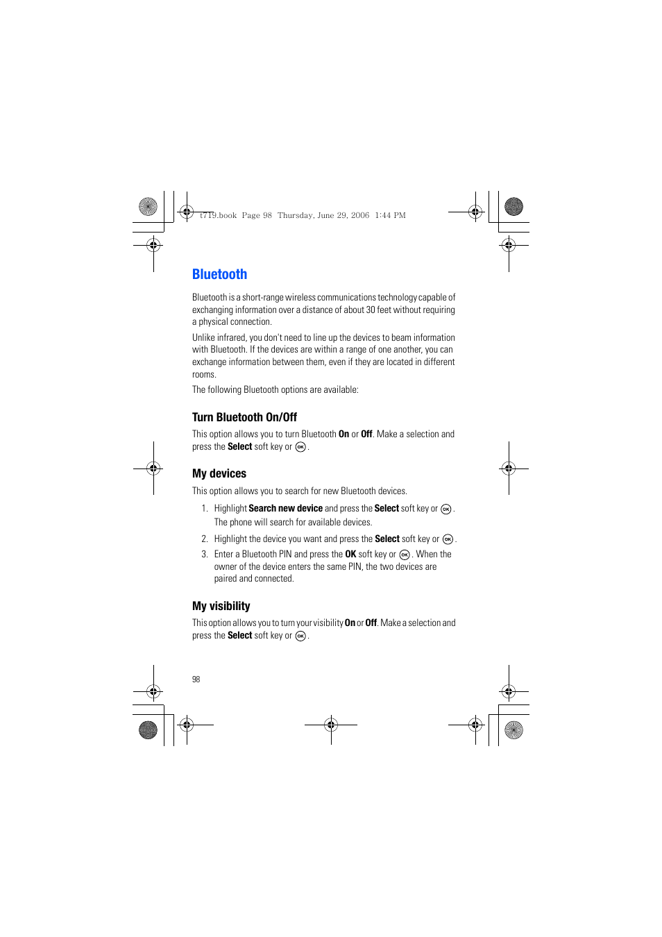 Bluetooth | Samsung SGH-T719DSBTMB User Manual | Page 98 / 216