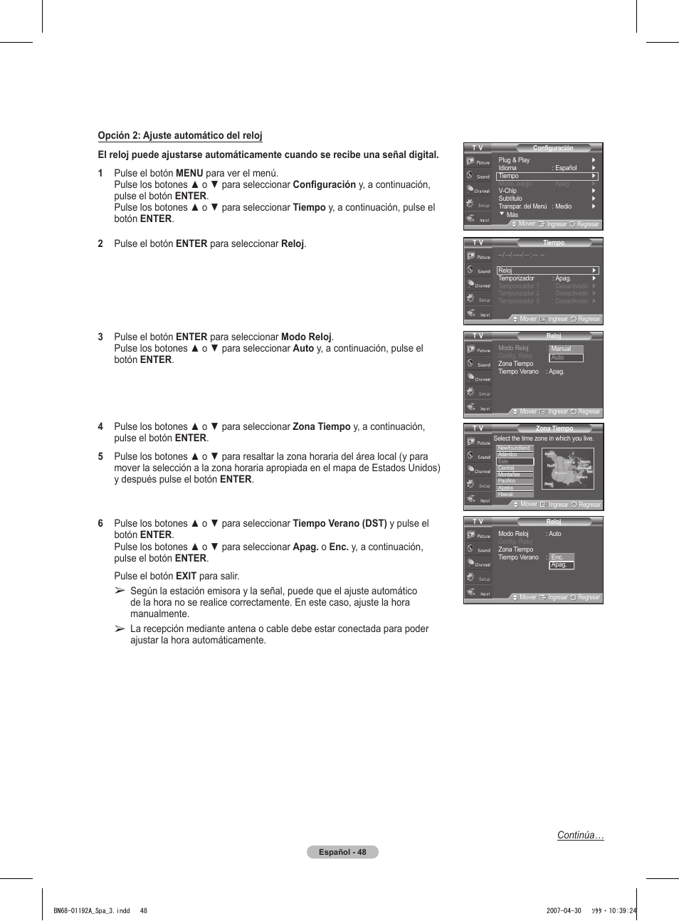 Continúa | Samsung HPT4234X-XAA User Manual | Page 116 / 136