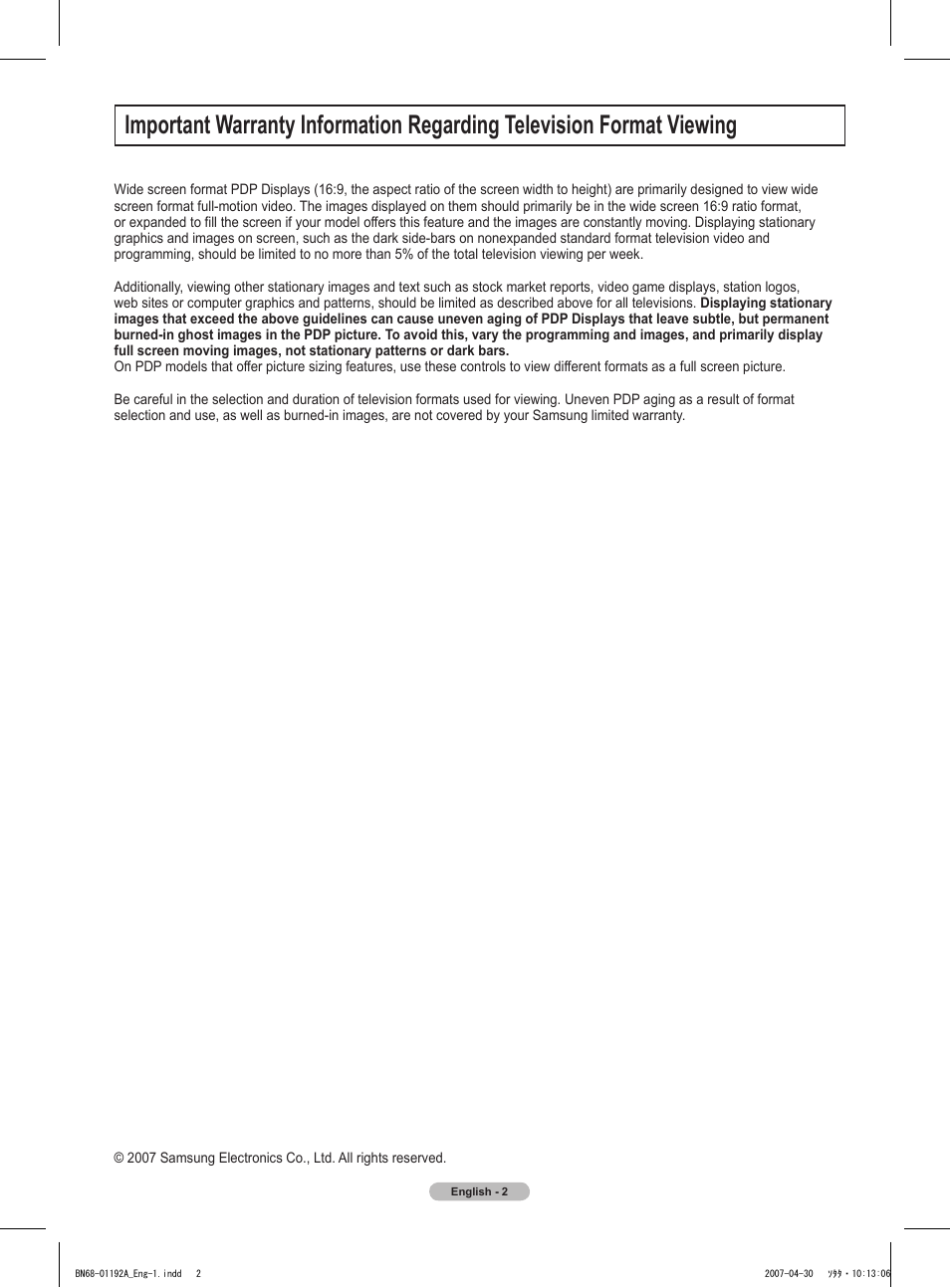 Samsung HPT4234X-XAA User Manual | Page 2 / 136