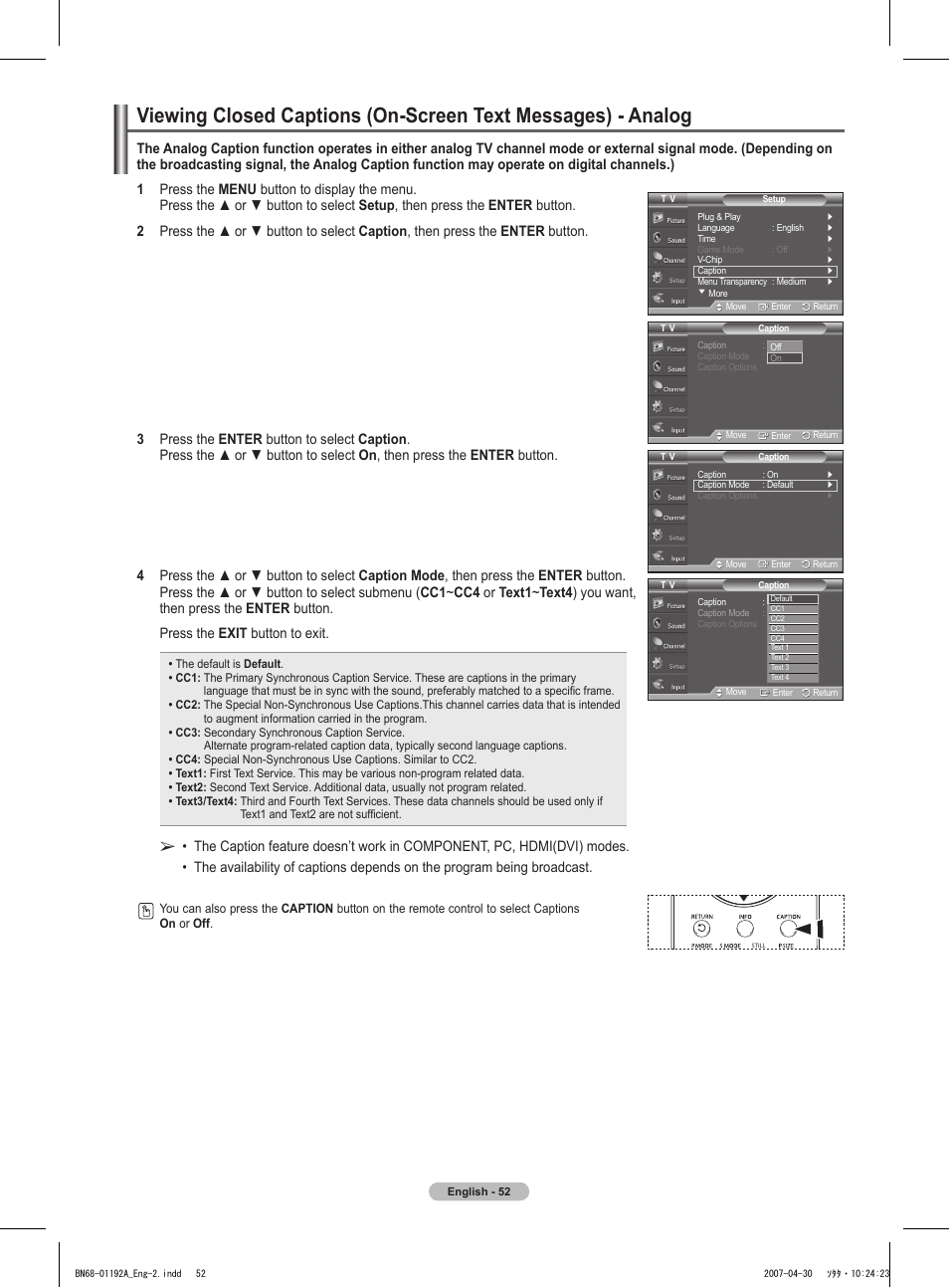 Samsung HPT4234X-XAA User Manual | Page 52 / 136