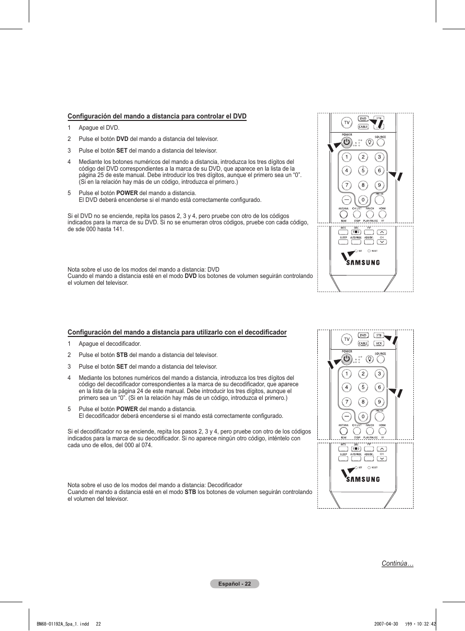 Continúa | Samsung HPT4234X-XAA User Manual | Page 90 / 136