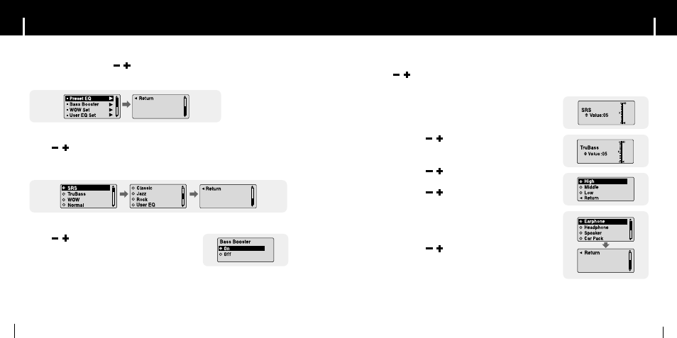 Setting the eq mode, Ipreset eq i wow set, Ibass booster | Samsung YP-C1H-CHN User Manual | Page 20 / 28