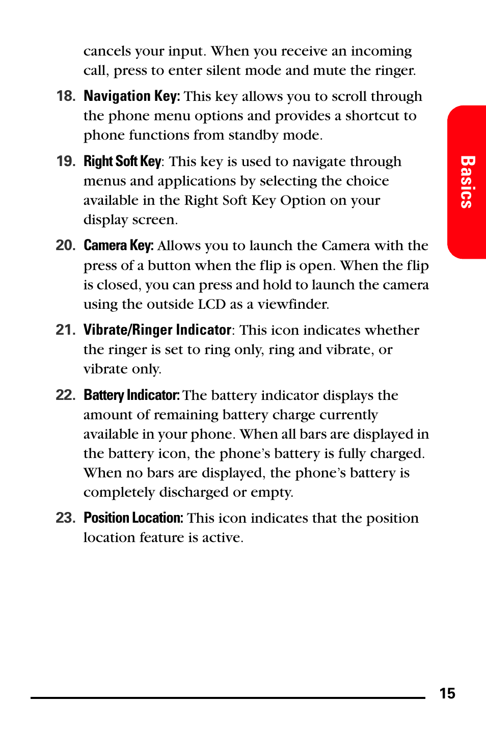 Basics | Samsung SPH-A740DSSXAR User Manual | Page 23 / 94