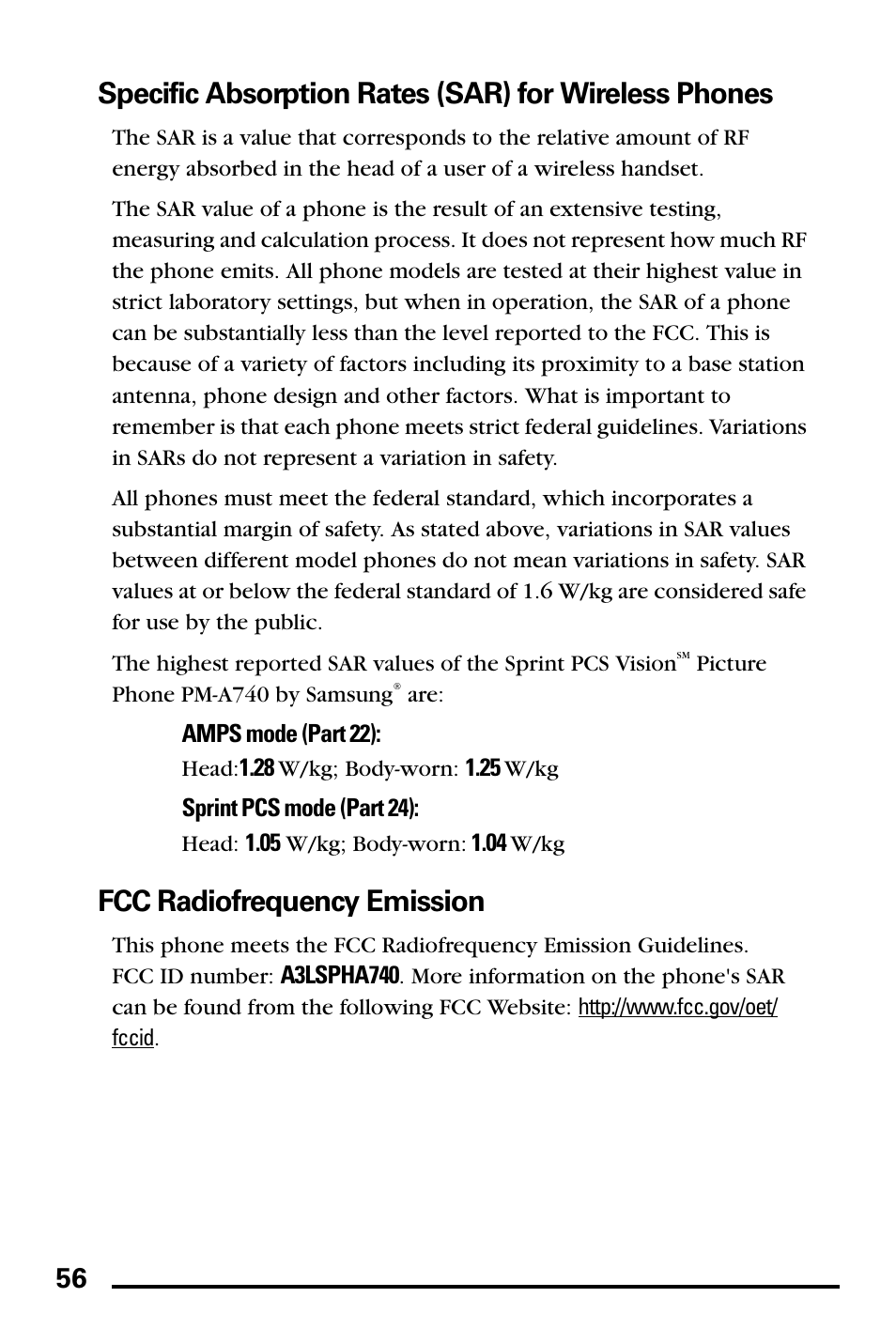 Fcc radiofrequency emission | Samsung SPH-A740DSSXAR User Manual | Page 64 / 94