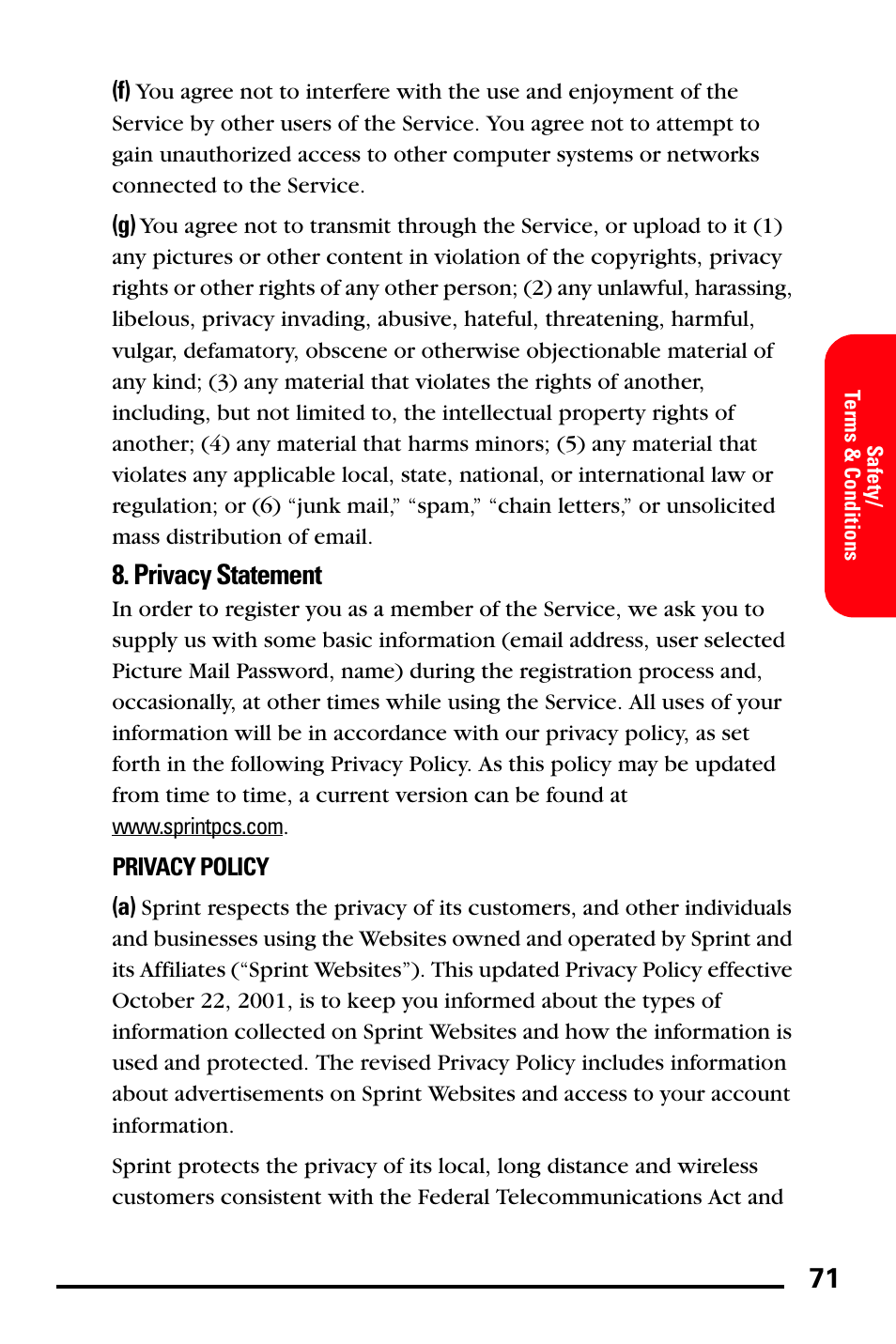 Privacy statement | Samsung SPH-A740DSSXAR User Manual | Page 79 / 94