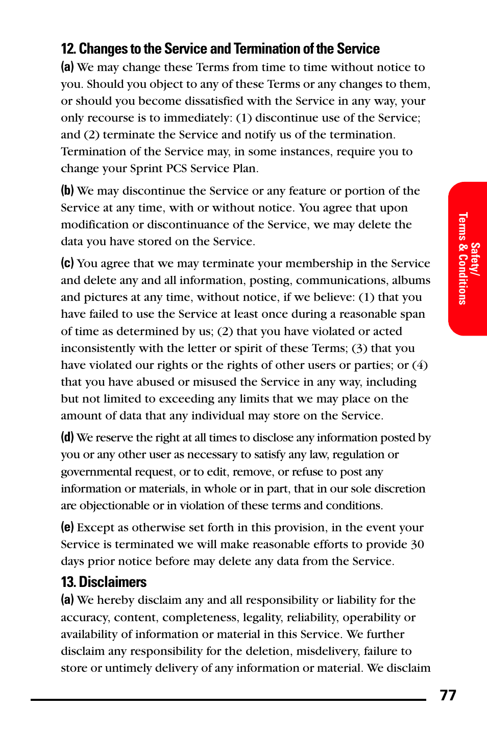 Disclaimers | Samsung SPH-A740DSSXAR User Manual | Page 85 / 94