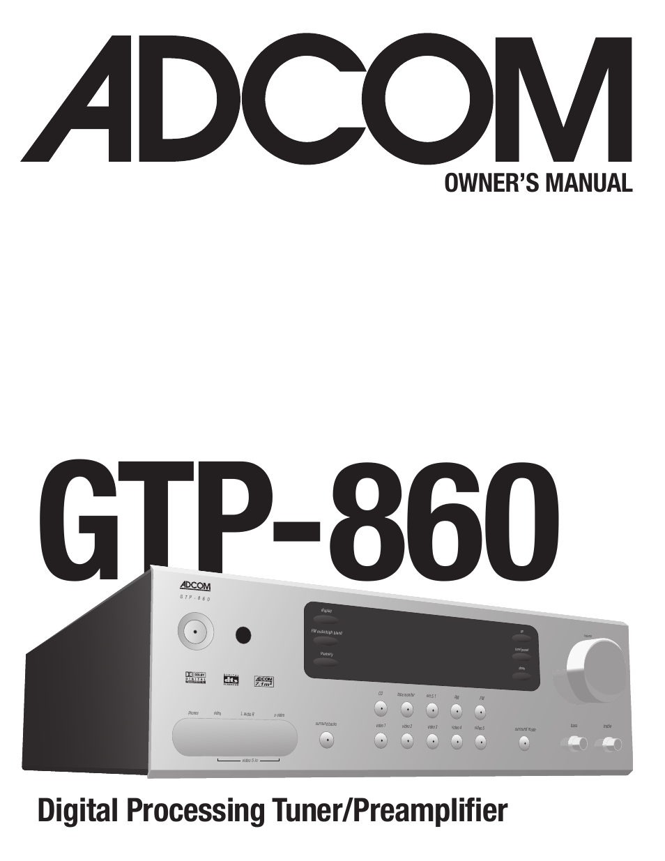 Adcom GTP-860 User Manual | 36 pages