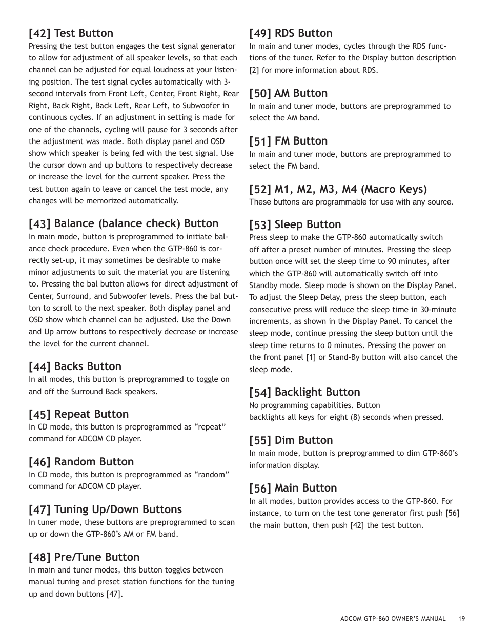 Adcom GTP-860 User Manual | Page 19 / 36